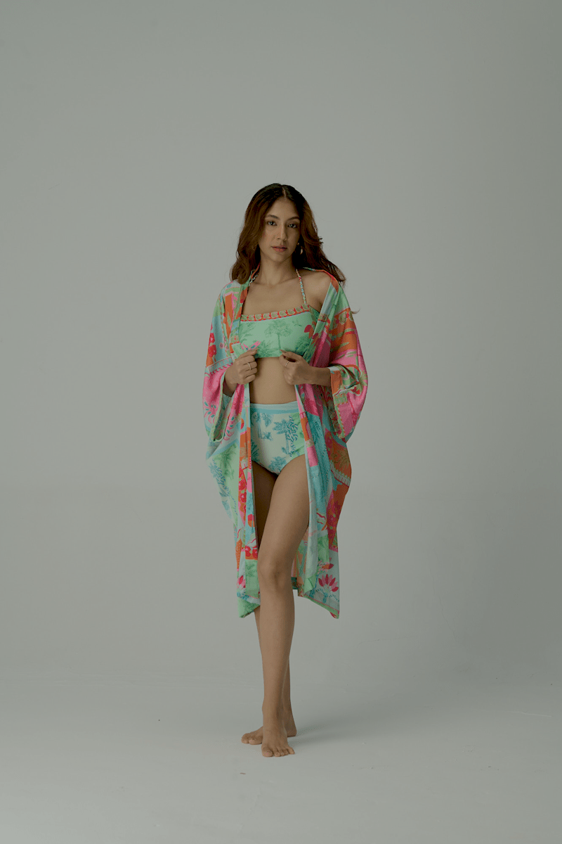 Bandeau Bikini Set and Shoreline Cape - Tizzi Swimwear