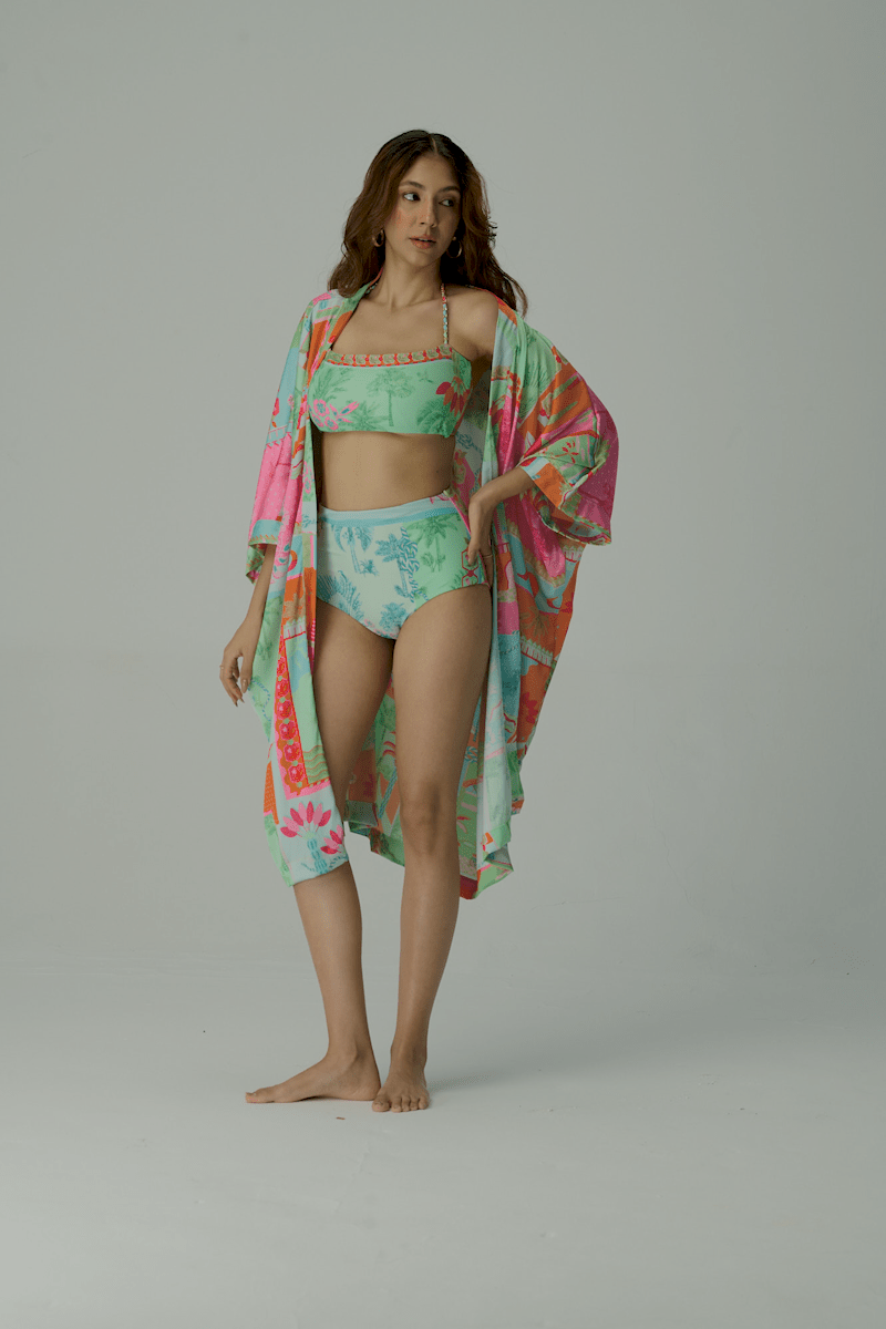 Bandeau Bikini Set and Shoreline Cape - Tizzi Swimwear