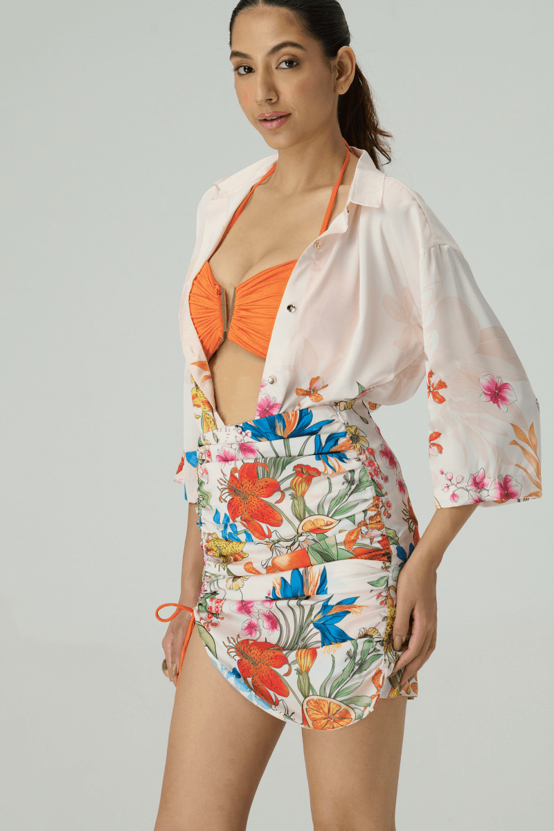 Endless Summer Shirt With Sinched Skirt And Crescent Bikini 2.0 - Tizzi Swimwear
