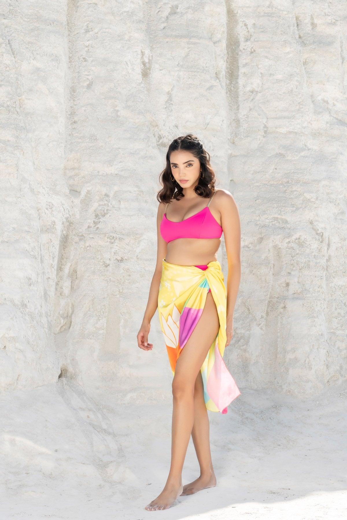 Fiery Rose Candy POP Bikini Set with Beach Bum Sarong
