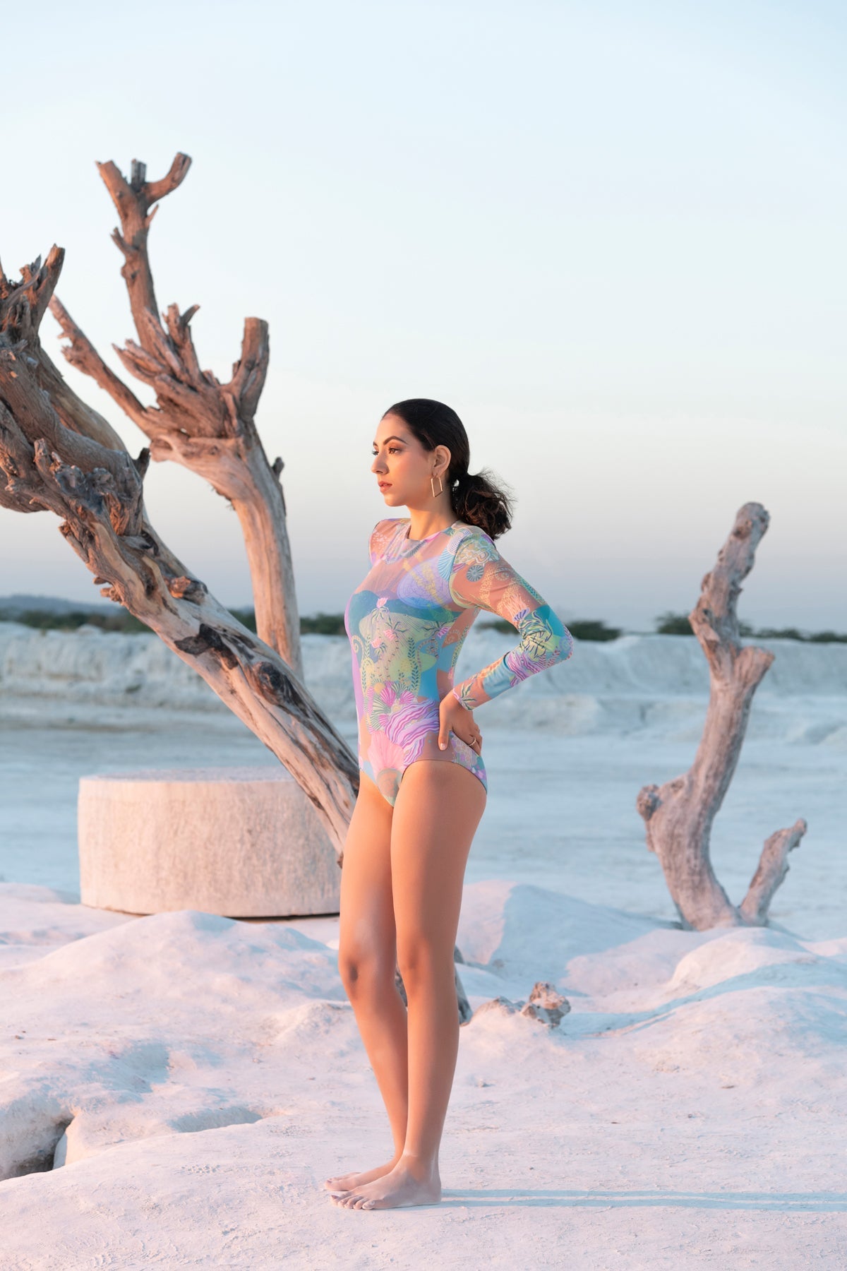 Long-Sleeved Halo Swimsuit -CORAL REEF