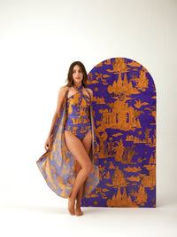 Ophelia Swimsuit with Furbelow Sarong - Tizzi Swimwear